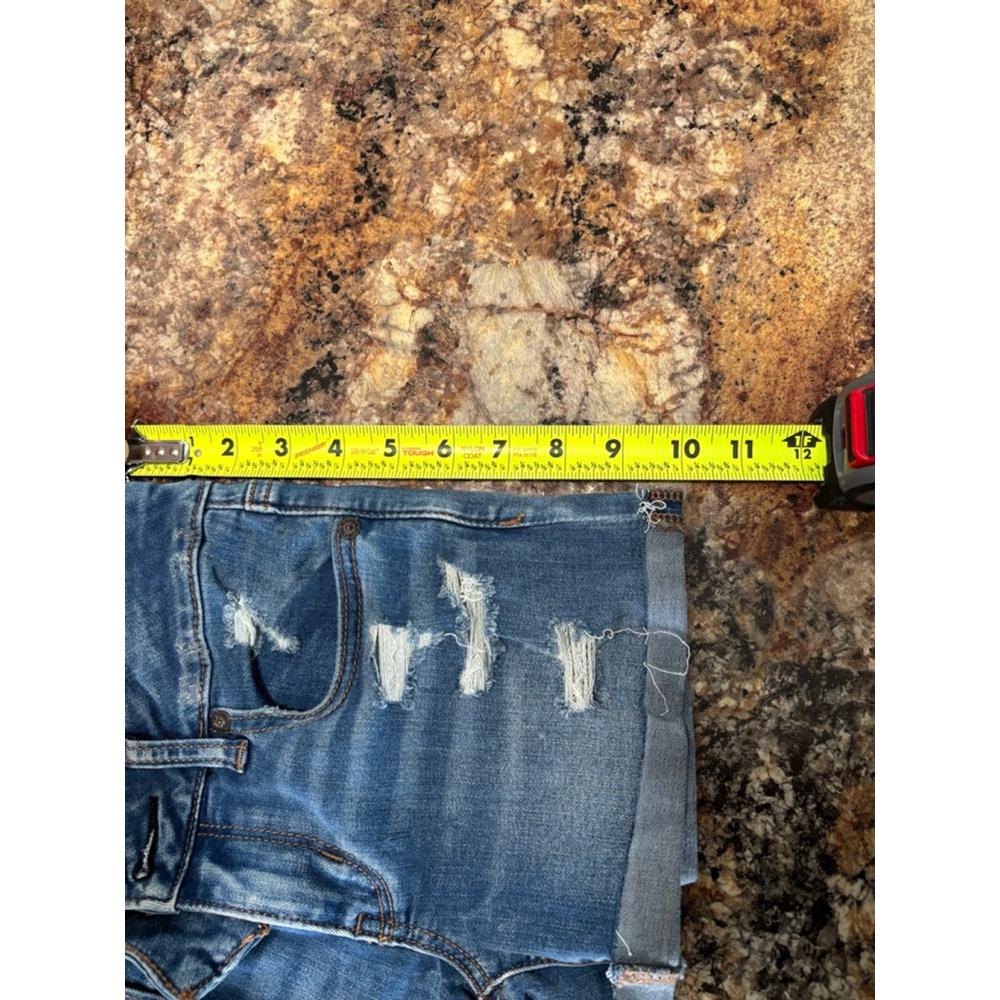 American Eagle “Super Low Shortie” Distressed Denim Shorts - Picture 4 of 7